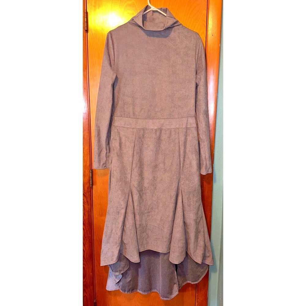 Gray Distressed Faux Suede Hi Low Dress XL‎ Whimsigoth Ren Faire Cosplay